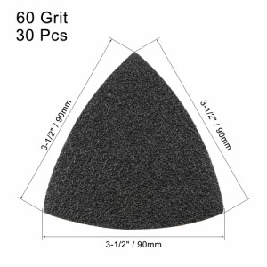 uxcell サンドペーパーフック 三角砂パッド 3-1/2揺動多工具 炭化ケイ素 ウェット/ドライ使用 60グリット 30個入り