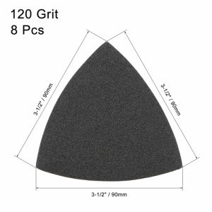 uxcell サンドペーパーフック 三角砂パッド 3-1/2揺動多工具 炭化ケイ素 ウェット/ドライ使用 120グリット 8個入り