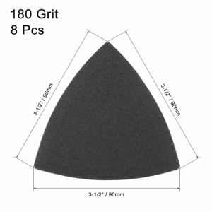 uxcell サンドペーパーフック 三角砂パッド 3-1/2揺動多工具 炭化ケイ素 ウェット/ドライ使用 180グリット 8個入り