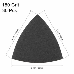 uxcell サンドペーパーフック 三角砂パッド 3-1/2揺動多工具 炭化ケイ素 ウェット/ドライ使用 180グリット 30個入り