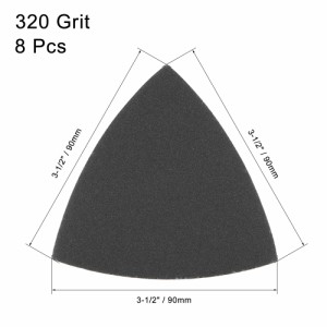 uxcell サンドペーパーフック 三角砂パッド 3-1/2揺動多工具 炭化ケイ素 ウェット/ドライ使用 320グリット 8個入り