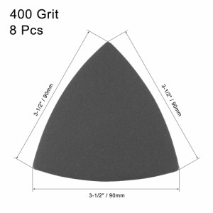 uxcell サンドペーパーフック 三角砂パッド 3-1/2揺動多工具 炭化ケイ素 ウェット/ドライ使用 400グリット 8個入り