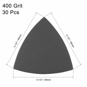 uxcell サンドペーパーフック 三角砂パッド 3-1/2揺動多工具 炭化ケイ素 ウェット/ドライ使用 400グリット 30個入り