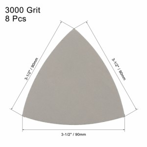 uxcell サンドペーパーフック 三角砂パッド 3-1/2揺動多工具 炭化ケイ素 ウェット/ドライ使用 3000グリット 8個入り