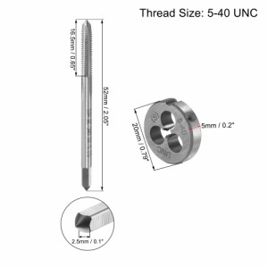 uxcell 5-40 UNC タップとダイセット マシンねじタップ ラウンドダイねじツール 20mmラウンドダイストックハンドルレンチ付き 高速鋼