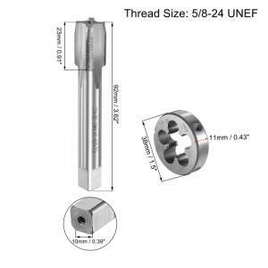 uxcell 5/8-24 UNEF タップとダイセット マシンねじタップ ラウンドダイねじツール 38mmラウンドダイストックハンドルレンチ付き 高速鋼