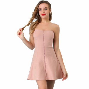 Allegra　K　パーティードレス　ミニドレス　Aラインワンピース　袖なし　ダンス衣装　レディース　ピンク　XL