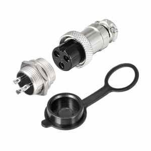 uxcell　航空コネクタセット　16mm　3　端子　7A　400V　GX16　防水　オスメスコネクタ継手　プラグカバー付き　2セット