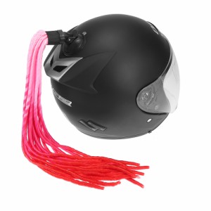 Motoforti　ヘルメットの装飾ポニーテール　ピグテールグラデーションランプブレード　吸盤付き　バイク　オートバイ用　ピンク　ローズ