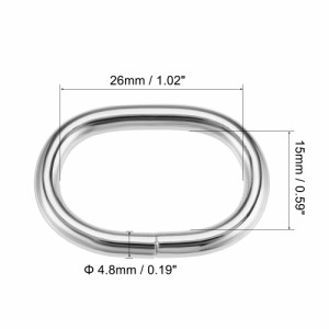 uxcell オーバルリングバックル 金属 バッグ ベルト DIY用 シルバートーン 26x15 mm 10個