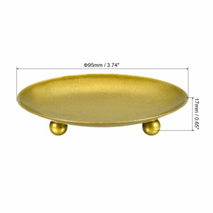 uxcell キャンドルプレートホルダー 鉄 ワックススタンドトレイ装飾 パーティー スパ ガーデン用 ゴールド 直径95 mm 2個