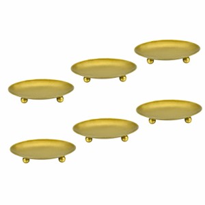 uxcell キャンドルプレートホルダー 鉄 ワックススタンドトレイ装飾 パーティー スパ ガーデン用 ゴールド 直径95 mm 6個
