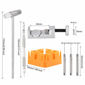 uxcell 時計リンクリムーバーツールセット 時計バンドリンクピンリムーバー ハン マーパンチピン 両頭時計 ばね棒リムーバー 追加ヒント