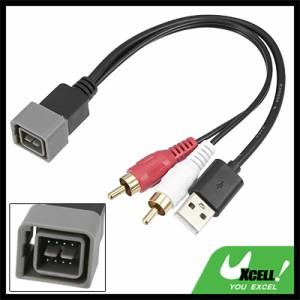 X AUTOHAUX AUX/USBアダプター 8ピン USB-RCAアダプター 車両ケーブル 車両オーディオステレオラジオ 設置USB保持RCAポートコネクタ