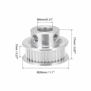 uxcell タイミングプーリー 40歯 アルミニウム 同期ホイール シルバー 3Dプリンターベルト CNCマシン用 ボア径8 mm
