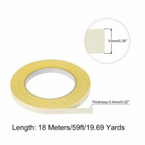 uxcell 両面粘着テープ ダクトクロス メッシュ生地 カーペット ラグ用 イエロー 幅10 mm 長さ18 M