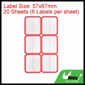 uxcell 粘着シート コート紙ステッカーマークラベル 57x67 mm オフィス 実験室分類用 6ラベル/シート レッド 20シート