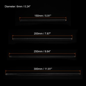 uxcell 3.3 ホウケイ酸ガラス棒 攪拌棒 混合ツール 両端丸型 ラボ キッチン 科学用 150mm 200mm 250mm 300mm長さ 4合1セット