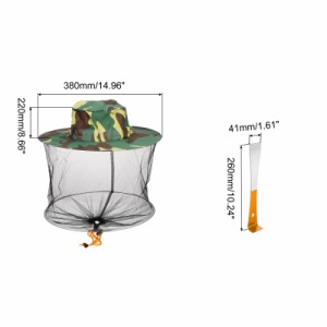 uxcell 養蜂道具用品キット 迷彩養蜂家キャップ帽子 ヘッドヴェールネットメッシュ付き ステンレス鋼 オレンジ 蜂の巣リフタースクレーパ