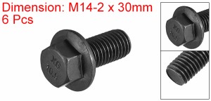 uxcell 六角鋸歯状フランジボルト ヘキサフランジボルト M14x30mm 10.9グレード 炭素鋼 ネジ 6個入り