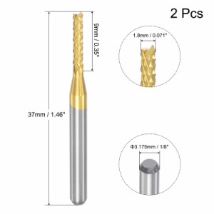 uxcell エンドミルCNCルータービット チタン被覆タングステン 超硬フライスカッター PCB プラスチック ファイバー用 1.8mm x 9mm