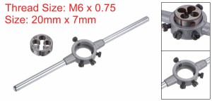 uxcell ダイストックハンドルレンチセット M6x0.75ねじラウンドダイと20mm(適合M3.5-M6ダイ)ホルダー モンキー レンチ ハンドツール