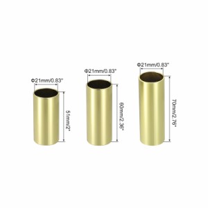 uxcell ギタースライド ステンレス鋼スライド アコースティックギターのフィンガースライド 51/60/70 mm ゴールデントーン 3個