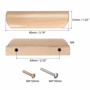 uxcell 木製ハンドル ウッドハンドル 穴の距離64mm キッチン 家具 引き出し ワードローブ 食器棚用 6本入り