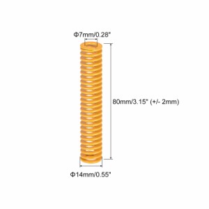 uxcell ダイスプリング 圧縮ダイスプリング 外径14mm 長さ80mm ス パイラルスタンピング 軽負荷 3Dプリンター電気部品用 イエロー 2個入