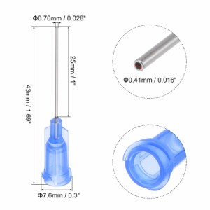 uxcell 鈍いチップディスペンシングニードル リキッドグルーガン用 22G 25mm 20個 ブルー