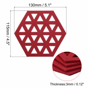 uxcell フェルトコースター 12個 六角パッド コースター ドリンクカップ ポット ボウル 花瓶用 レッド