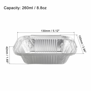 uxcell アルミホイルパン 使い捨てトレー容器 キッチン 焙煎 ベーキング 調理用 130mm x 100mm 260ml 100個