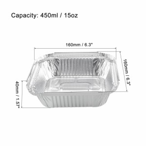 uxcell アルミホイルパン 使い捨てトレー容器 キッチン 焙煎 ベーキング 調理用 160mm x 160mm 450ml 16個