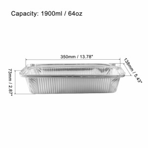 uxcell アルミホイルパン 使い捨てトレー容器 キッチン 焙煎 ベーキング 調理用 350mm x 138mm 1900ml 16個