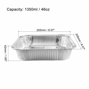 uxcell アルミホイルパン 使い捨てトレー容器 キッチン 焙煎 ベーキング 調理用 205mm x 205mm 1350ml 16個