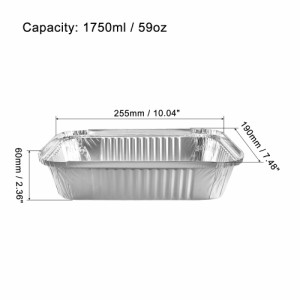uxcell アルミホイルパン 使い捨てトレー容器 キッチン 焙煎 ベーキング 調理用 255mm x 190mm 1750ml 48個