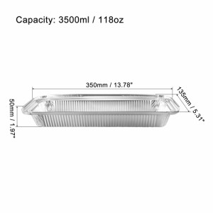 uxcell アルミホイルパン 使い捨てトレー容器 キッチン 焙煎 ベーキング 調理用 350mm x 135mm 1350ml 4個