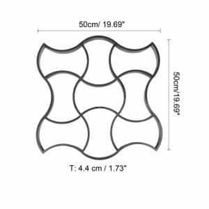 uxcell ウォークメーカー 50 x 50 x 4.4cm プラスチック ブラック 再利用可能 コンクリート セメント ステッピング ストーンパスペーバー