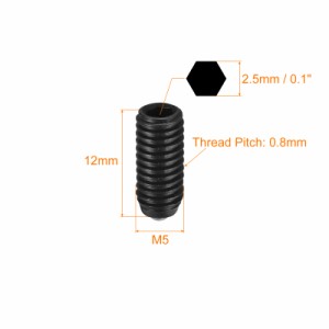 uxcell ボールポイントグラブ止めねじ 5個 M5 x 12mm 高炭素鋼 メートル法 スプリング 六角レンチグラブネジ