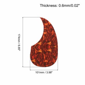 uxcell アコースティックギターピックガード 104 cm 自己粘着 右利き アコースティックエレクトリックギターパーツ 水滴形状 ブラウン 2
