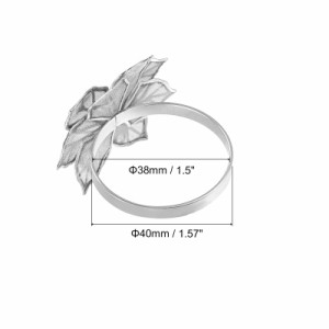 uxcell ナプキ ンリング 内径38 mm 合金 中空フラワーナプキ ンバックル テーブルデコレーションダイニングホリデーパーティーDIY用 シル