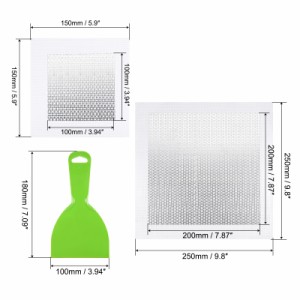 uxcell 100mmパテナイフと100mm & 200mmアルミ壁修理パッチ 亜鉛メッキプレート上 自己接着性 ファイバーグラスメッシュ