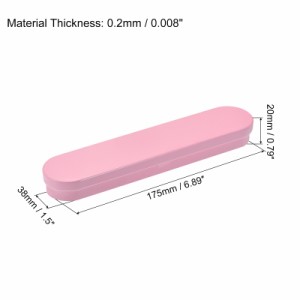 uxcell 金属のブリキのボックス 175 x 38 x 20mm 空のブリキ保存容器 ヒンジの蓋付き ピンク 6個入り