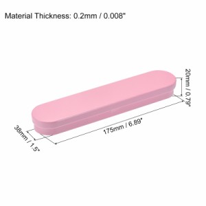 uxcell 金属のブリキのボックス 175 x 38 x 20mm 空のブリキ保存容器 ヒンジの蓋付き ピンク 2個入り