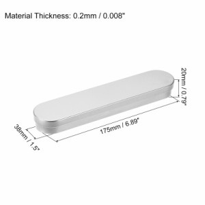 uxcell 金属のヒンジ付きブリキの箱 175 x 38 x 20mm 空のブリキ携帯用保存容器 スポンジパッド付き シルバートーン 6個入り