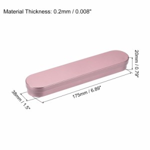 uxcell 金属のヒンジ付きブリキの箱 175 x 38 x 20mm 空のブリキ携帯用保存容器 スポンジパッド付き ローズゴールド 2個入り