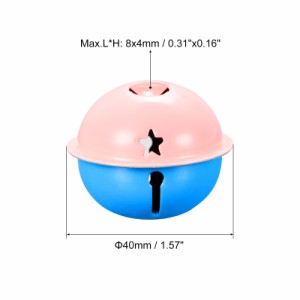 uxcell ジングルベル クラフトベル 星形カットアウト付き 炭素鋼 DIY クリスマス 休日 パーティーの装飾 キーホルダー用 40mm ブルー ピ