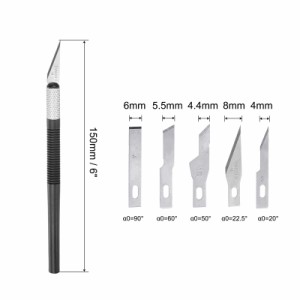 uxcell アートクラフトナイフセット 2個の彫刻刀 スペアメタルブレード12個付き スクラップブッキング ステンシル ホビー DIY用 プラスチ