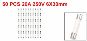 uxcell 速断ヒューズ セラミックヒューズ 車用 6x30mm 250V 20A 50個