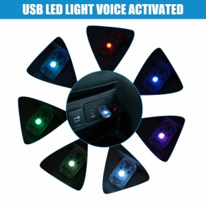X AUTOHAUX USB LEDライト ユニバーサル 車内の明るさ 携帯用照明 車の装飾用マルチカラー 8色の音声起動ライト付き 2個